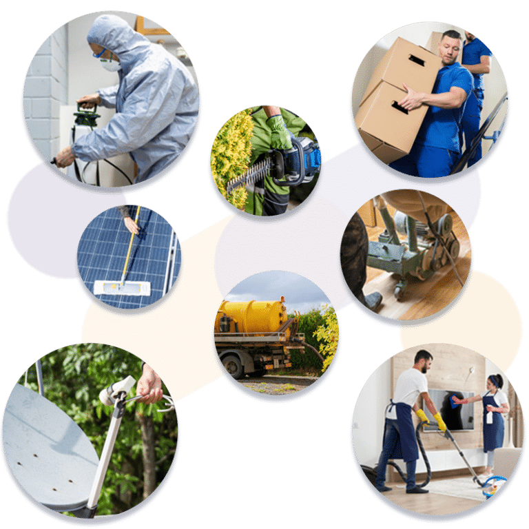 immagini dei diversi servizi proposti da www.youservice.it e logo in trasparenza