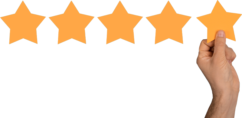 immagine stelle recensione e una mano mette la quinta stella